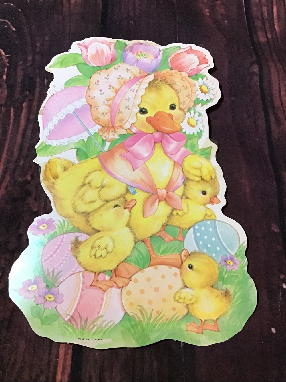 Vintage Eureka mama duck & duckling Easter cutout wall decor